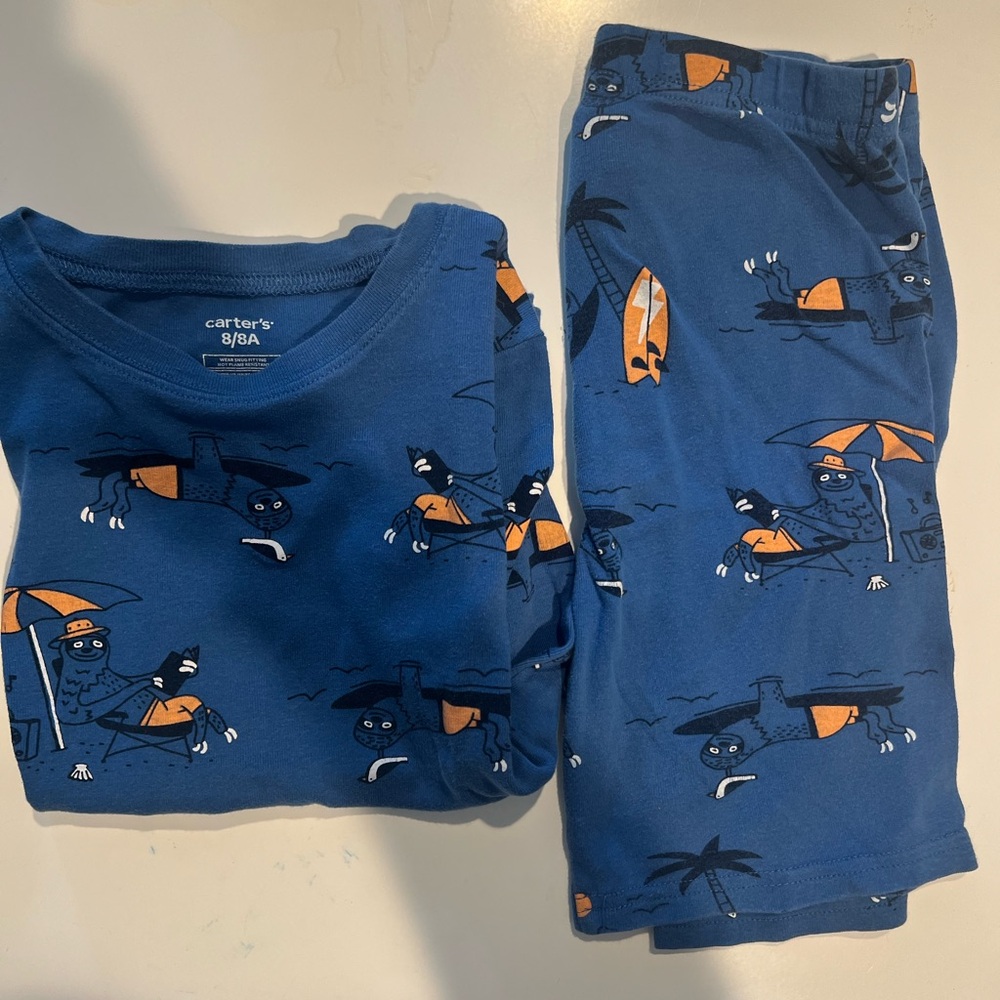 Bundle of 4 short sleeves pajamas size 7-8 yo 100% cotton - Picture 2 of 5